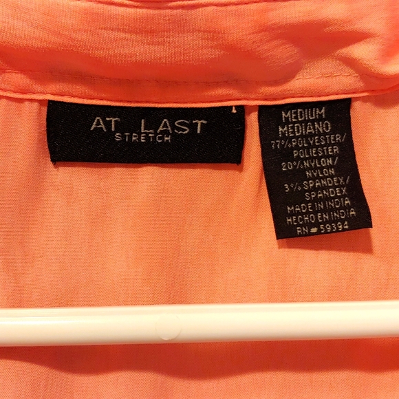 V-neck, coral, button down blouse - Picture 3 of 3